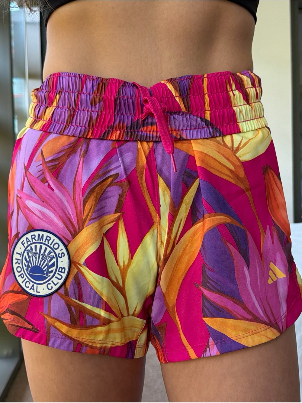 FARM Rio Pink Tropical Print Athletic Shorts